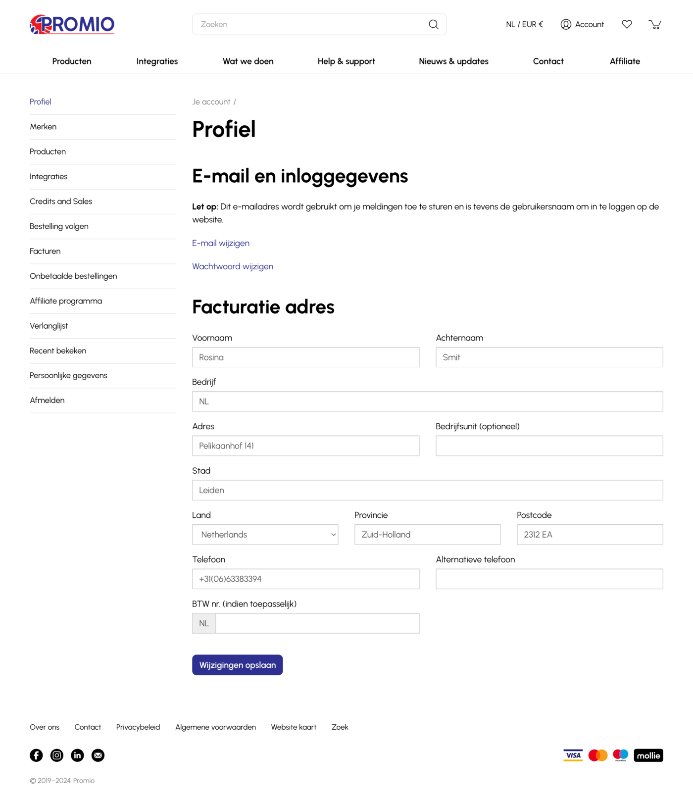 Promio Create / Edit profile customer